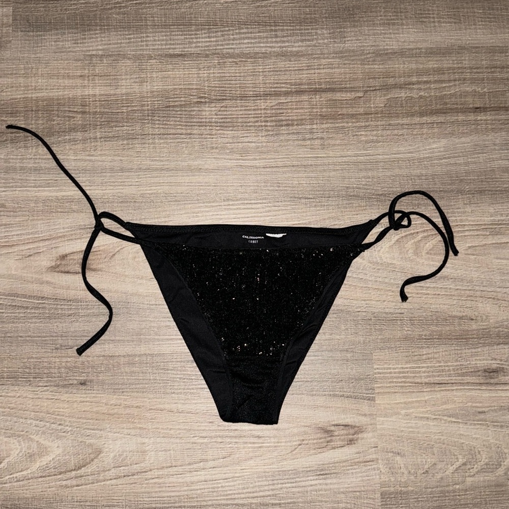 🖤 CALZEDONIA ITALY BLACK SEQUINED SWIM BIKINI MEDIUM 🖤